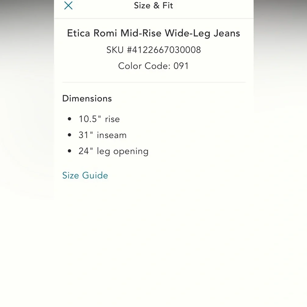 Etica Romi Mid-Rise Wide Leg Jeans Size 30 - Picture 12 of 12
